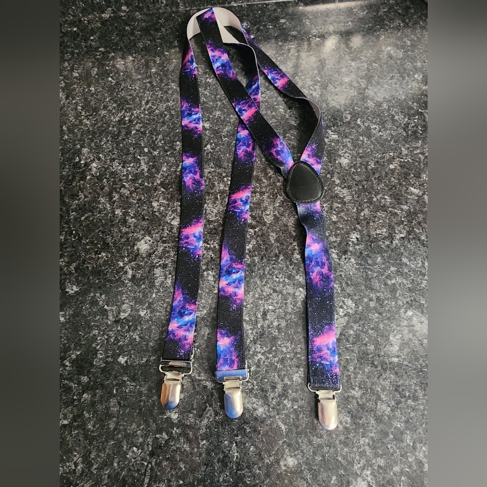 Galaxy Print Suspenders Unisex Accessory Buckle Down Adjustable‎ Clip Ends C51